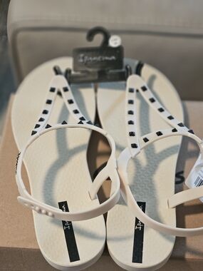 Ipanema White Studded T-Strap Sandals